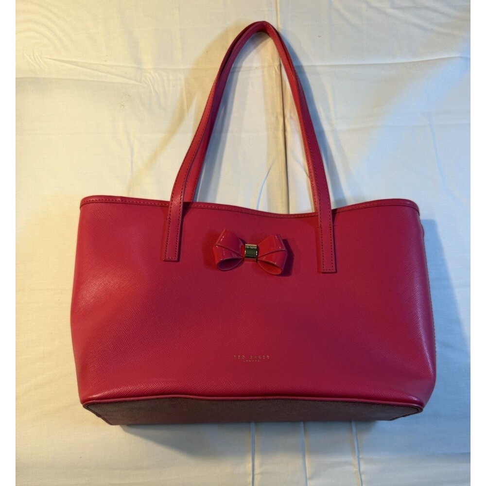 🎀💗 Ted Baker Deannah Bow Leather Tote Shopper Handbag w/ Wristlet Pink 💗🎀